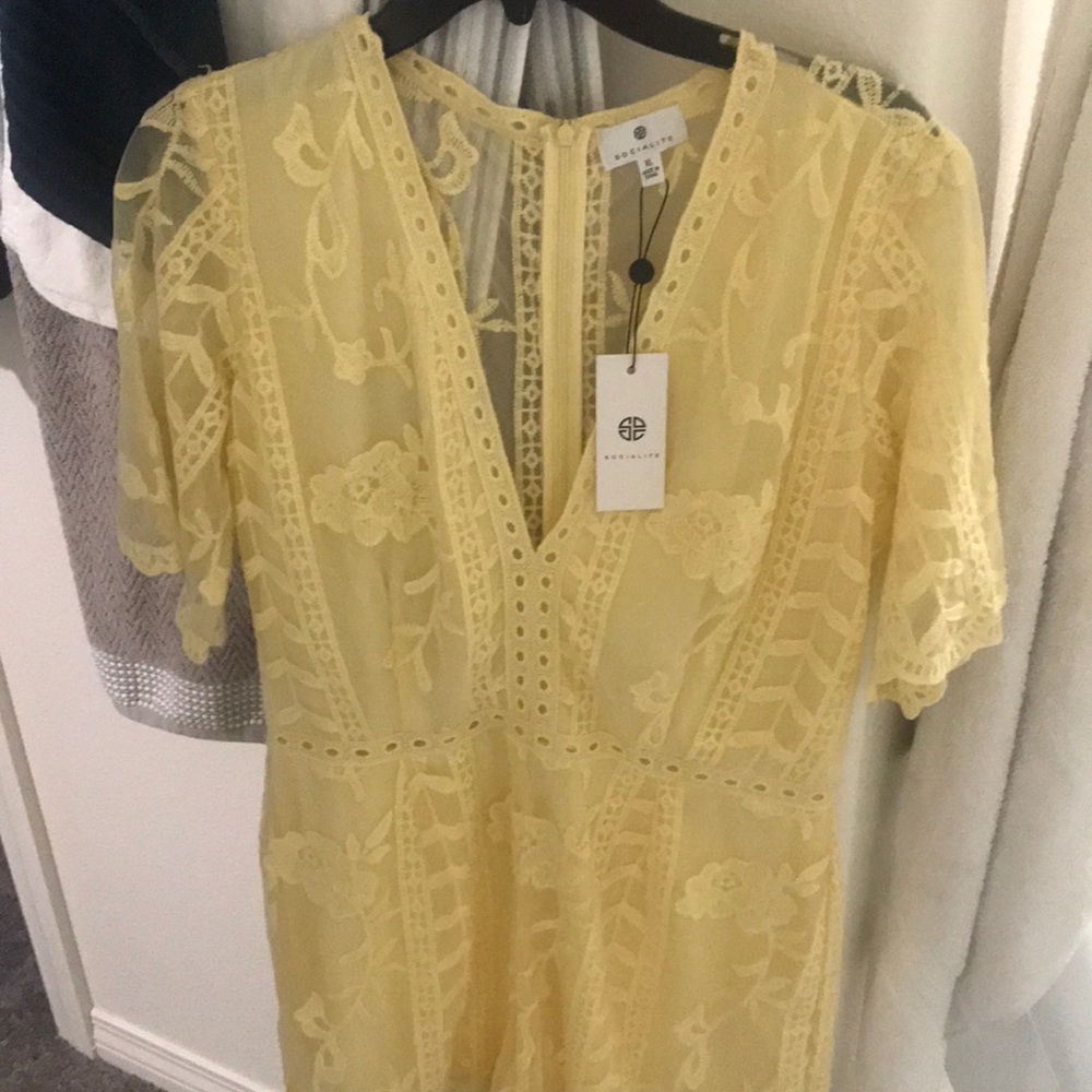 NWT Socialite pastel yellow shorts romper